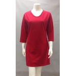 Wms Fine Gauge Dress Solid Red
